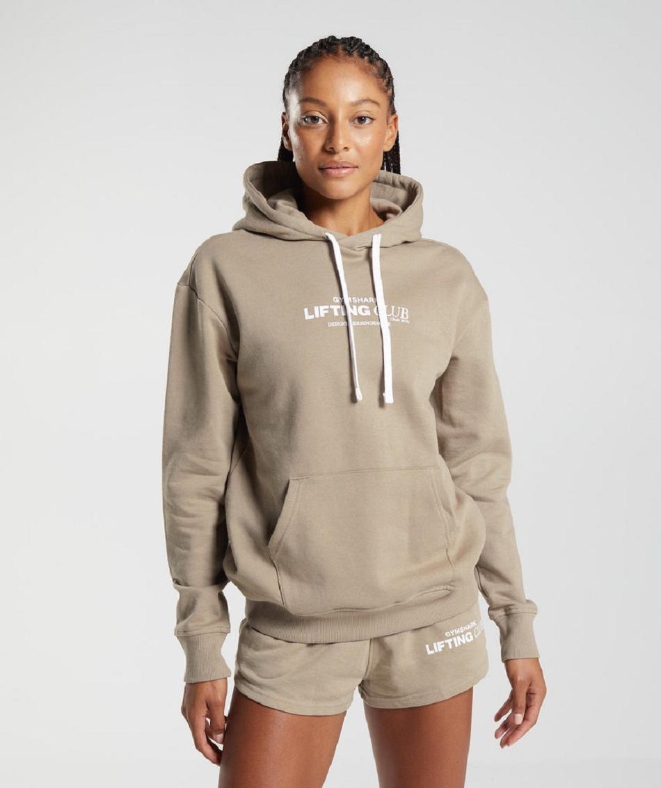 Sudadera Con Capucha Gymshark Social Club Oversized Mujer Marrones | CO 2000MQZ